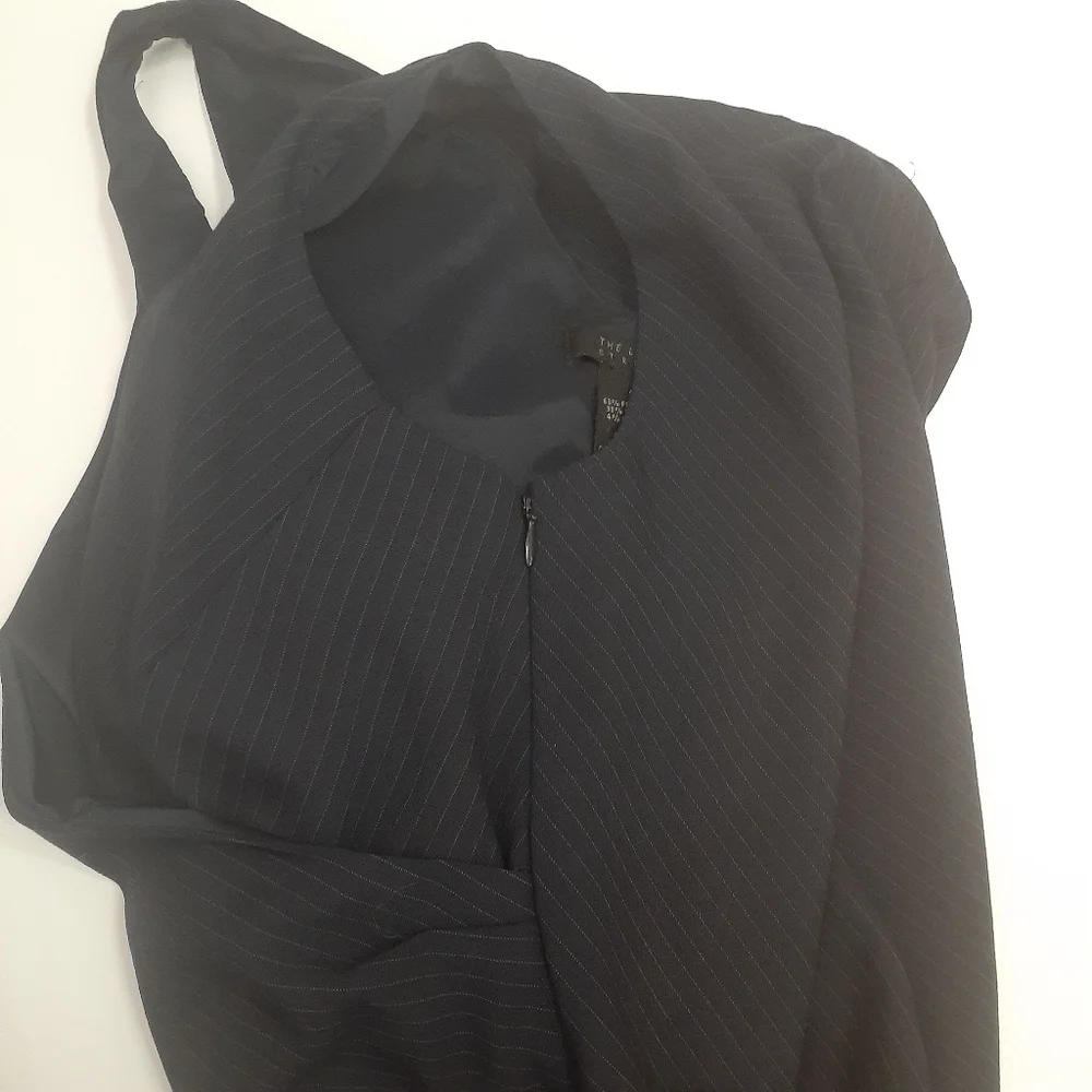 The Limited Women's Dress Navy Pinstripe Wrap V Neck Blue‎ Vintage Y2K Size 4 - Picture 7 of 8